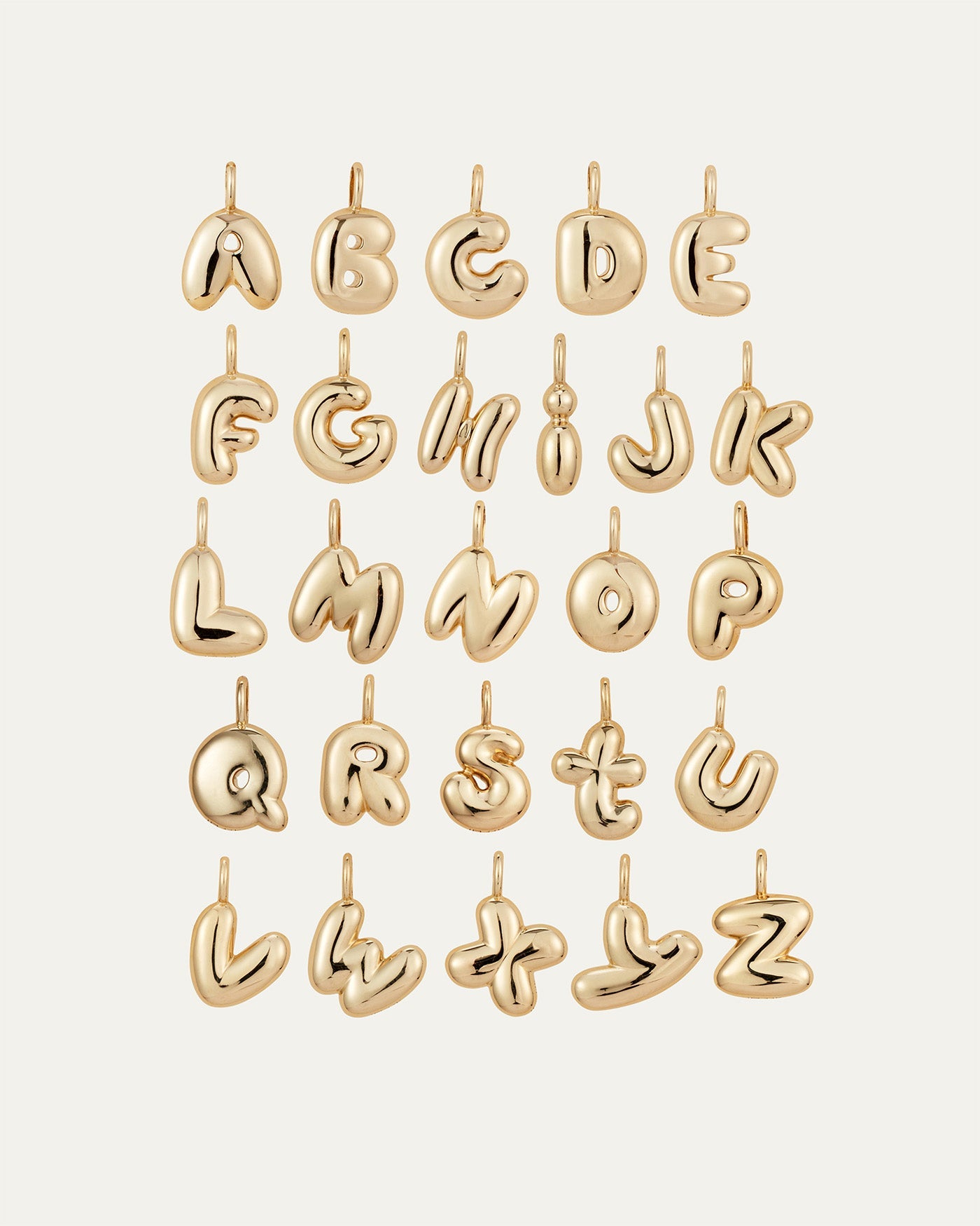 14K Gold Bubble Letter Necklace - O